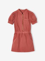 -Zipped Dress with Bubble Sleeves for Girls