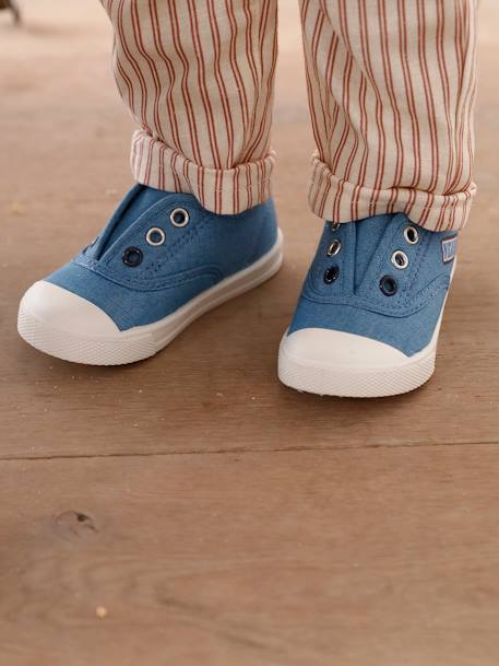 Elasticated Canvas Trainers for Babies denim blue+red 