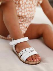 Shoes-Leather Sandals with Touch-Fastener, for Baby Girls