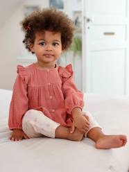 Blouse in Cotton Gauze with Ruffles, for Babies