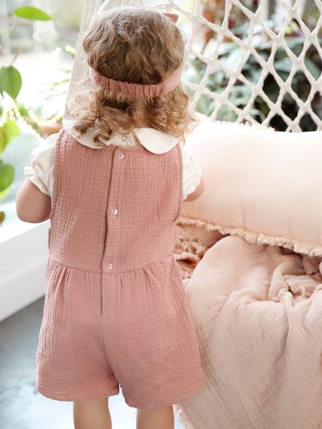 3-Piece Combo: T-Shirt, Jumpsuit & Headband for Babies old rose+sage green 