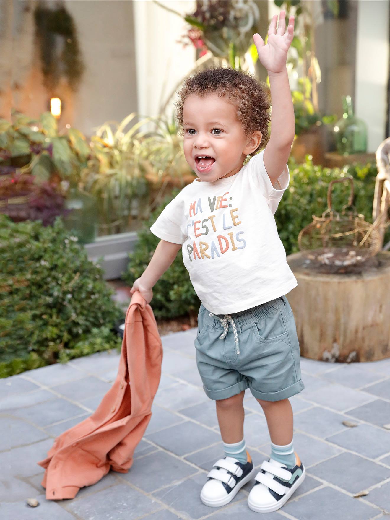 Twill Shorts with Elasticated Waistband, for Baby Boys - grey anthracite