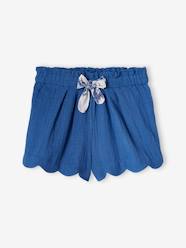 Girls-Shorts in Cotton Gauze with Scalloped Trim for Girls