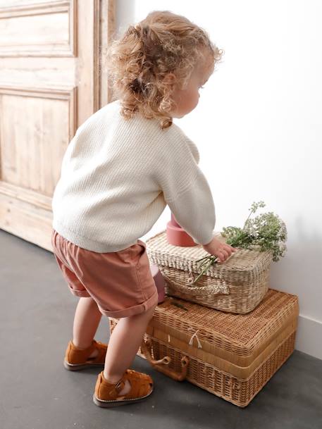 Shorts with Elasticated Waistband, for Babies clay beige+GREEN MEDIUM SOLID+pale pink 