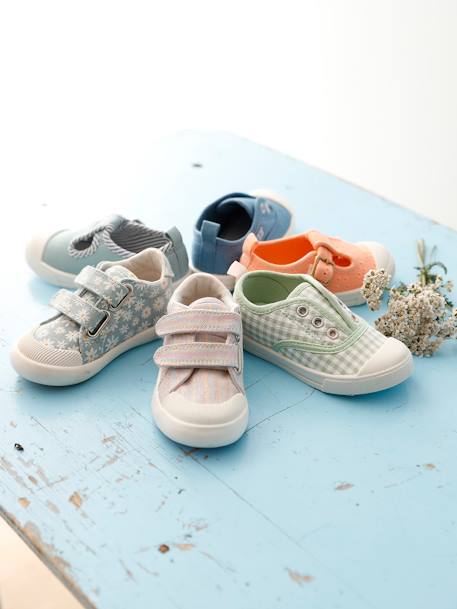 Elasticated Canvas Trainers for Babies denim blue+red 