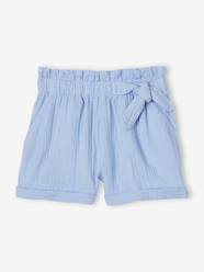 Paperbag Shorts in Cotton Gauze for Girls