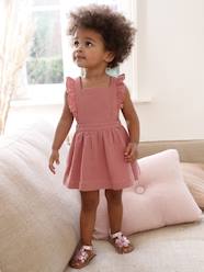 -Dungaree Dress in Cotton Gauze, for Babies