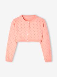 Girls-Cardigans, Jumpers & Sweatshirts-Cropped Openwork Cardigan for Girls