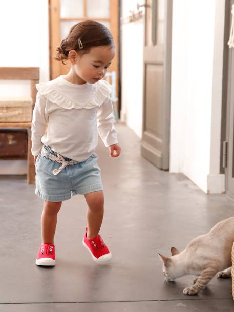 Paperbag Shorts with Belt for Babies BLUE LIGHT WASCHED 