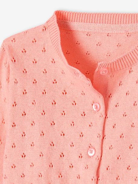 Cropped Openwork Cardigan for Girls coral 