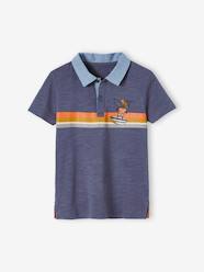 Striped Polo Shirt with Chambray Details for Boys