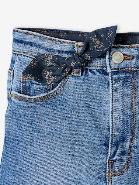 Straight Leg Jeans with Decorative Bow for Girls stone 