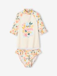 Girls-Anti-UV T-Shirt + Briefs Swimsuit Set for Girls