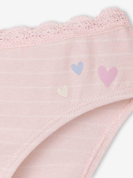 Pack of 5 Hearts Briefs, for Girls lilac 