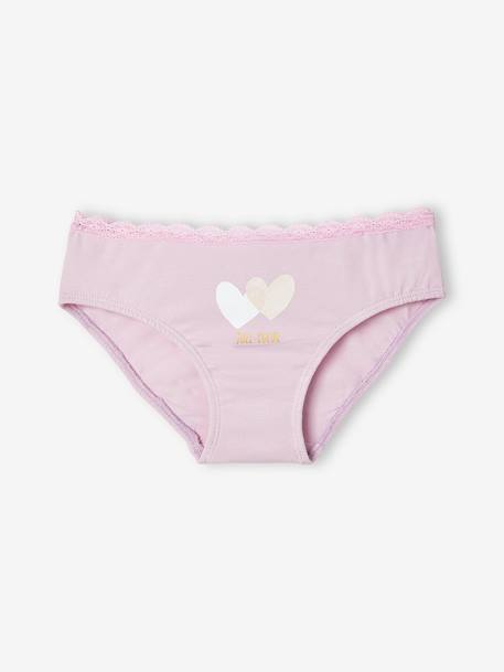 Pack of 5 Hearts Briefs, for Girls lilac 