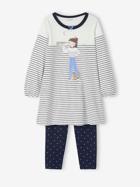 Sailor Nightie + Heart-Printed Leggings navy blue 