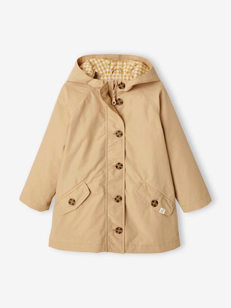 Hooded Trench Coat, Midseason Special, for Girls beige+khaki 