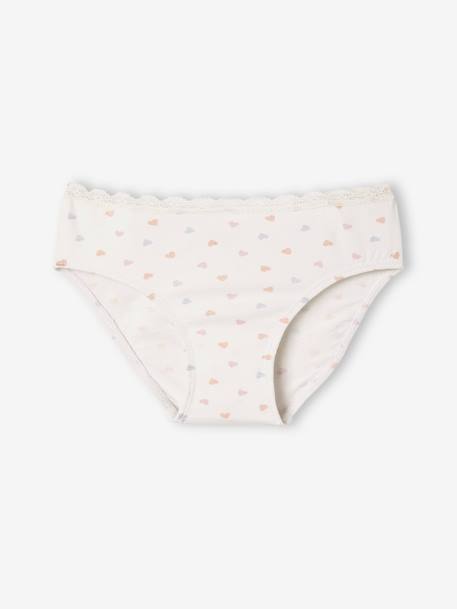 Pack of 5 Hearts Briefs, for Girls lilac 