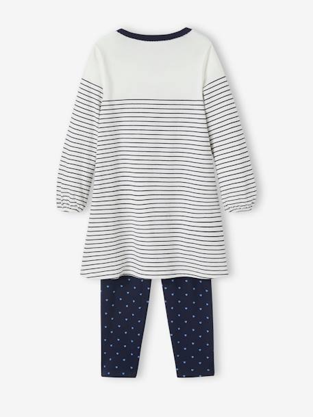 Sailor Nightie + Heart-Printed Leggings navy blue 