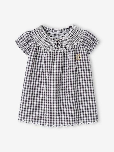 Smocked Gingham Dress for Babies grey 