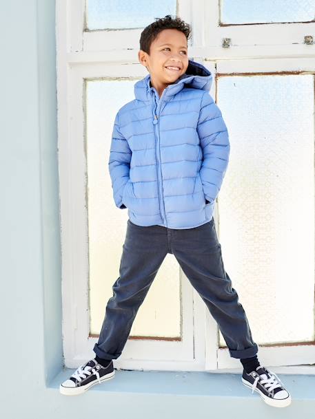 Lightweight Jacket with Recycled Polyester Padding & Hood for Boys BEIGE DARK SOLID WITH DESIGN+blue+green+navy blue+petrol blue 