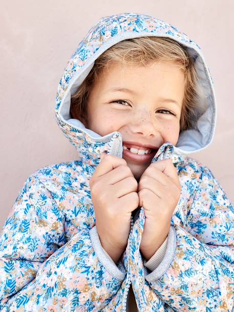 Lightweight Padded Jacket with Hood & Printed Motifs for Girls 6386+6636+PINK MEDIUM ALL OVER PRINTED+YELLOW MEDIUM ALL OVER PRINTED 