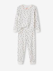 Girls-Rib Knit Pyjamas with Floral Print for Girls