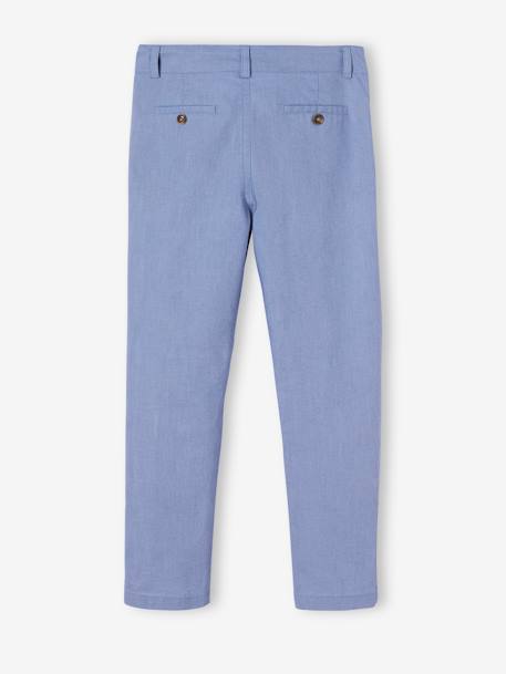 Cotton/Linen Chino Trousers for Boys Beige+blue+Dark Blue+sage green 