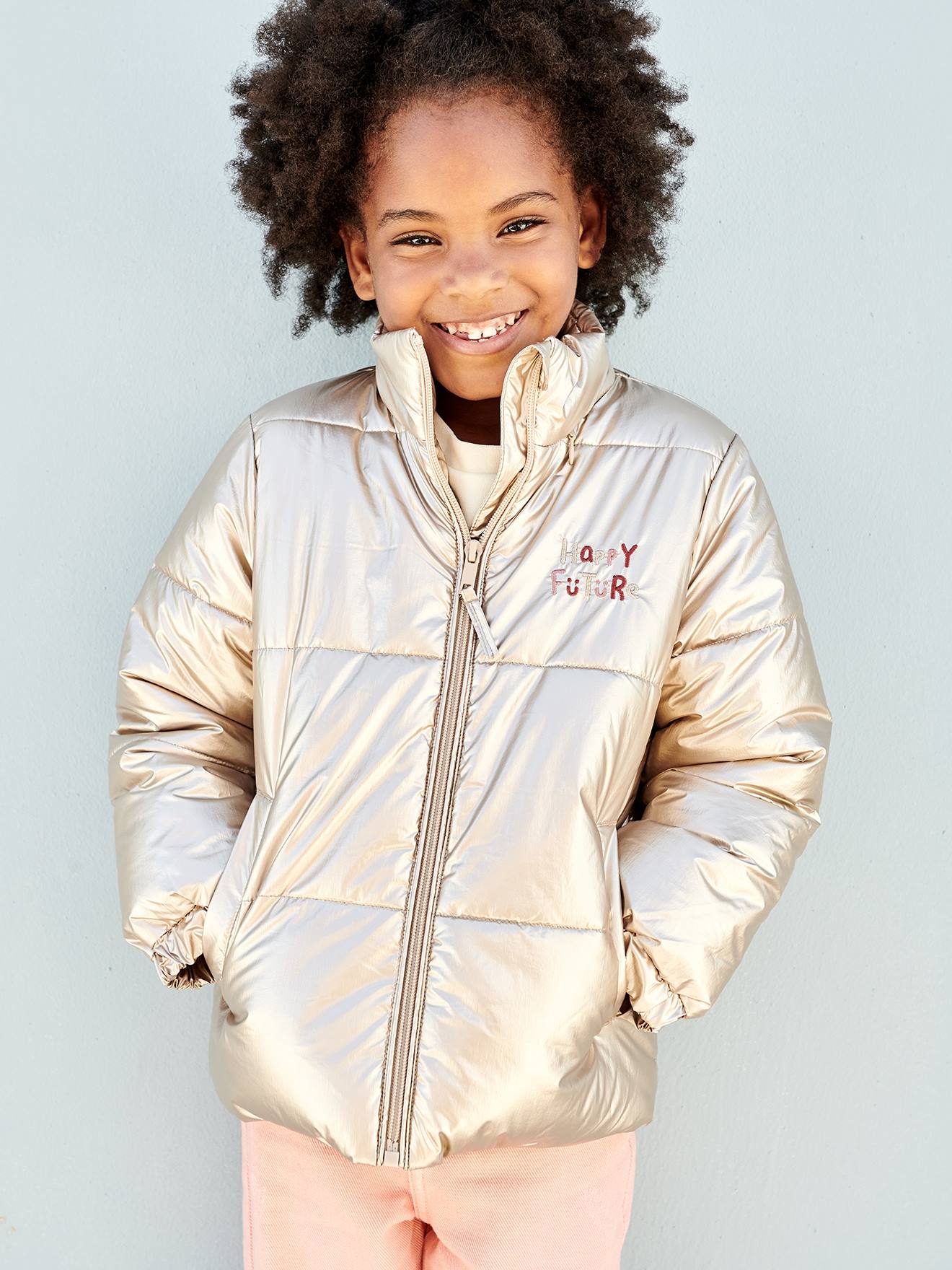 Girls shiny cheap puffer coat