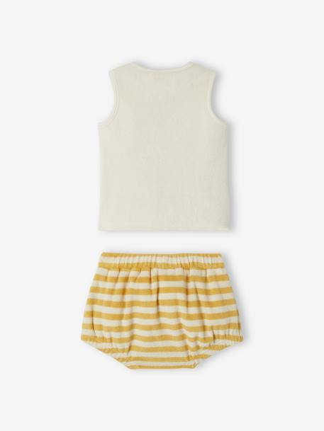 Terry Cloth Shorts & Sleeveless Top Outfit for Babies pale yellow 