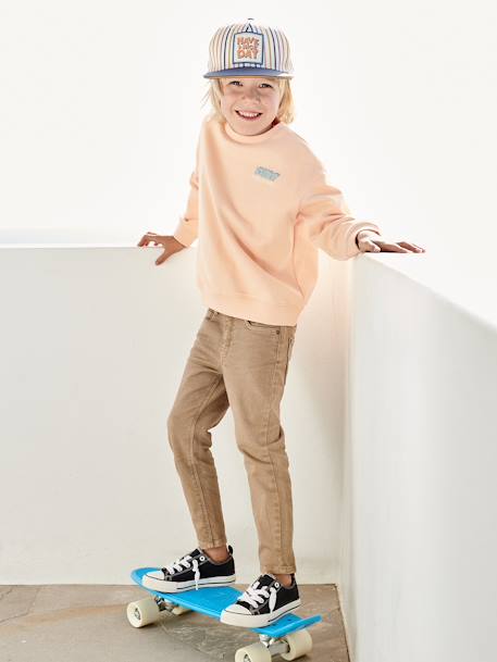 MEDIUM Hip, MorphologiK Slim Leg Coloured Trousers, for Boys beige+chocolate+grey green+sky blue+slate blue 