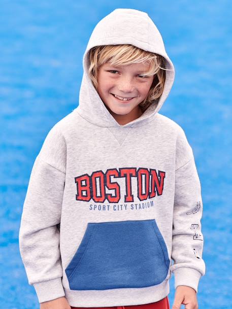 Sports Sweatshirt with Team Boston Motif for Boys marl grey 