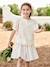 Linen-Effect Blouse with Lace, for Girls ecru 