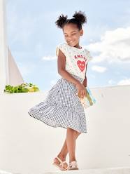 Girls-Long Gingham Skirt for Girls