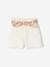 Cotton Gauze Shorts with Floral Belt for Babies apricot+ecru+navy blue 