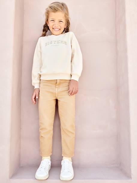 'Mom Fit' Trousers with Scarf Belt in Cotton Gauze for Girls emerald green+mustard+peach+PINK LIGHT SOLID+red 