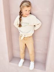 "Mom Fit" Trousers with Scarf Belt in Cotton Gauze for Girls