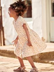 Girls-Dresses-Buttoned Dress with Flowers for Girls