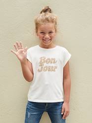 T-Shirt with Message in Flower Motifs for Girls