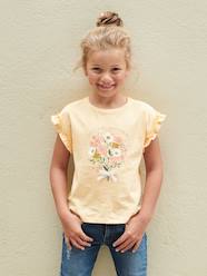 T-Shirt with Iridescent Motif & Short Ruffled Sleeves for Girls