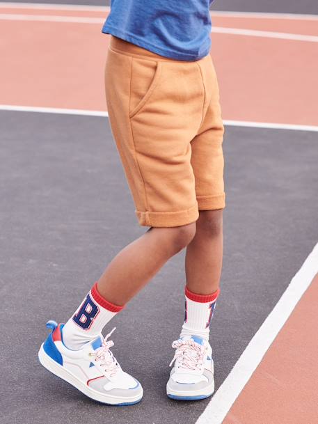 Boys' Fleece Bermuda Shorts BLUE MEDIUM SOLID WITH DESIGN+Dark Blue+GREY DARK SOLID WITH DESIGN+pecan nut 