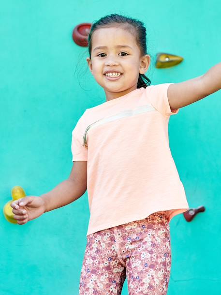 Sports T-Shirt with Iridescent Stripes for Girls lilac+rosy+WHITE LIGHT SOLID WITH DESIGN 