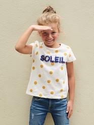 Girls-Tops-T-Shirts-T-Shirt with Floral Motif in Shaggy Rags for Girls