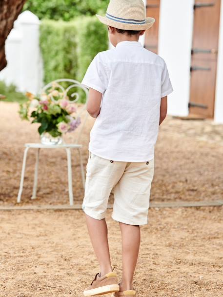 Bermuda Shorts in Cotton/Linen for Boys Beige+blue+Dark Blue+sage green 