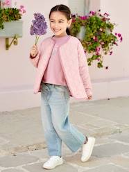 Girls-Jeans-Wide Jeans & Cotton Gauze Belt, Ankle Length, for Girls