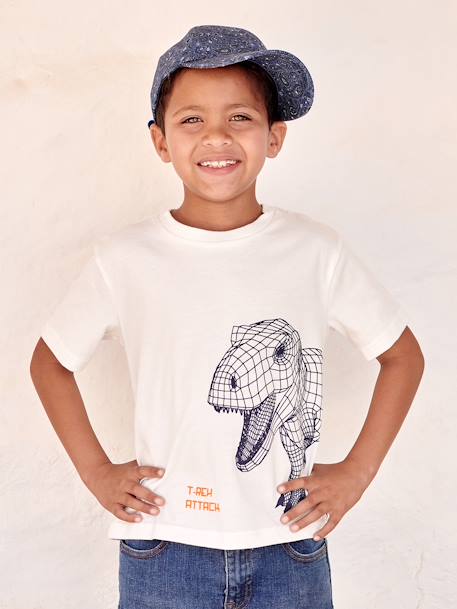 T-Shirt with 3D-Effect Motif, for Boys ecru+electric blue 