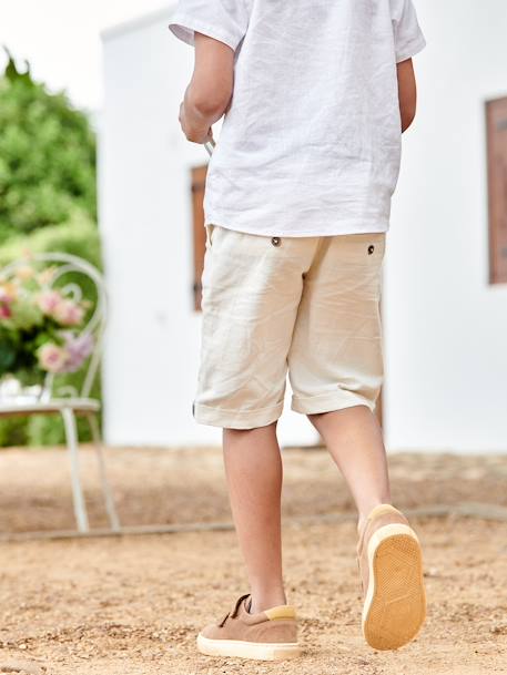 Bermuda Shorts in Cotton/Linen for Boys Beige+blue+Dark Blue+sage green 