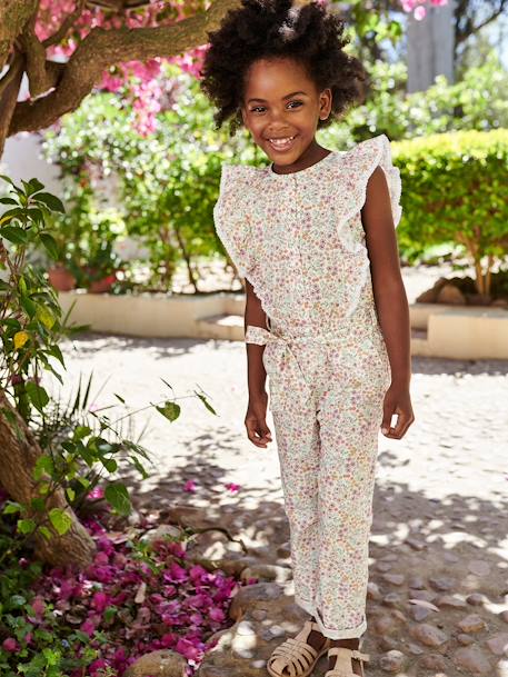 Ruffled Jumpsuit for Girls ecru 