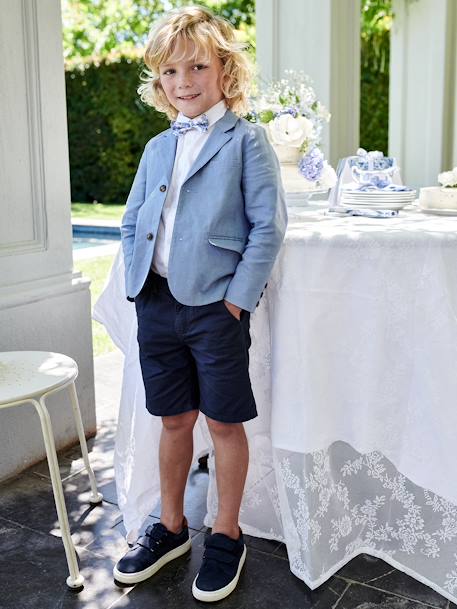 Bermuda Shorts in Cotton/Linen for Boys Beige+blue+Dark Blue+sage green 