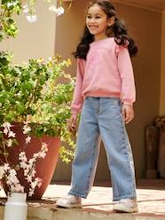 Girls-Jeans-Wide-Leg Jeans, Frayed Hems, for Girls